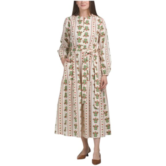 LEA Long Sleeve Floral Print Maxi Dress With Tie Waist - Picture 1 of 3